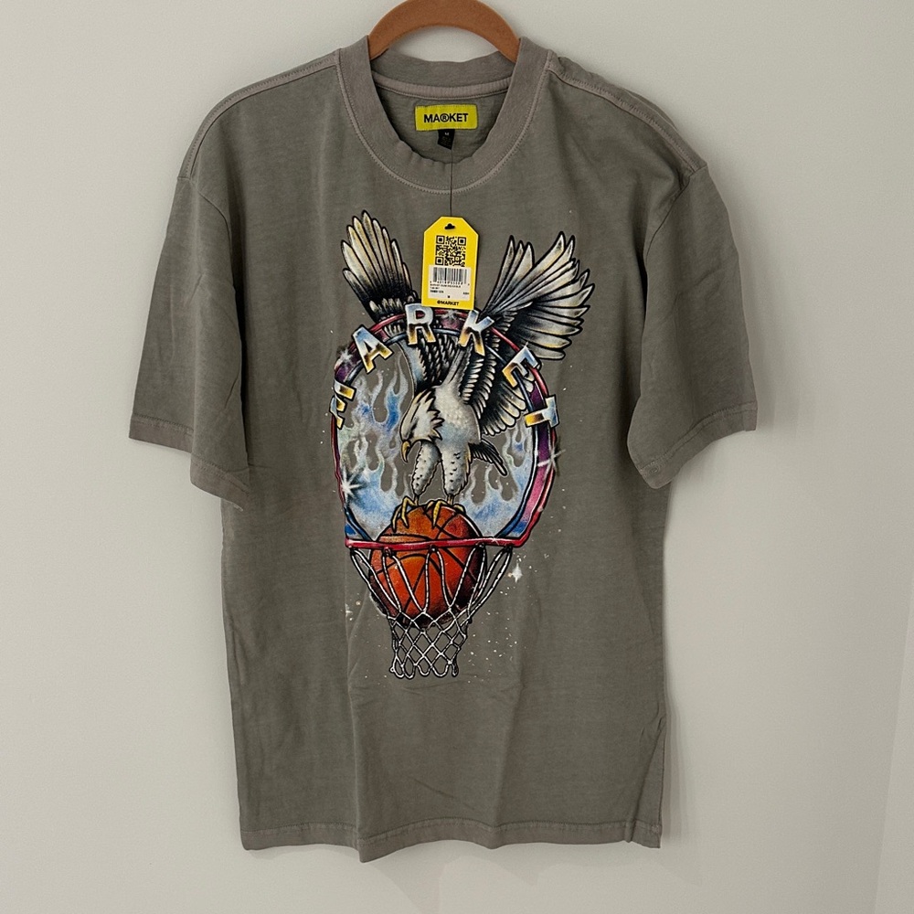 NWT Market Dunking Eagle Graphic Print Cotton Brown T-shirt Men' Graphic T-Shirt - Picture 4 of 8